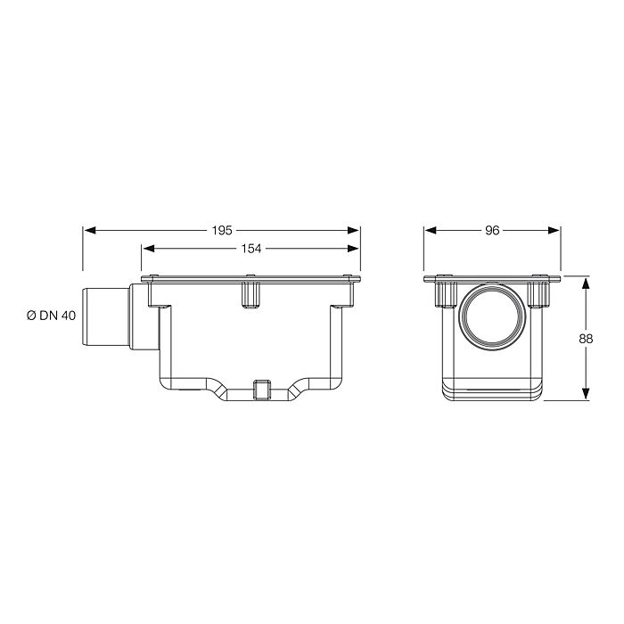 Mepa Tersoslim Floor Drain 150573 Locking Water Height 50mm Outlet Horizontal