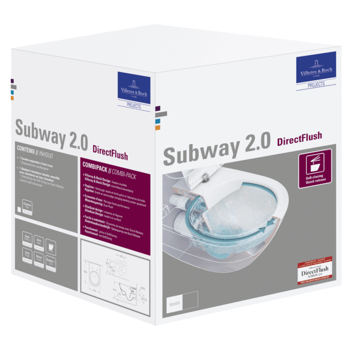 Seizoen Hardheid gekruld Villeroy & Boch Subway 2.0 Combipack 5614R2R1 white, CeramicPlus,  DirectFlush
