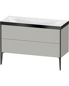 Duravit XViu vanity unit XV4712NB207P 120x48cm, 2 drawers, without tap hole, matt black, Rahmen P, matt concrete gray
