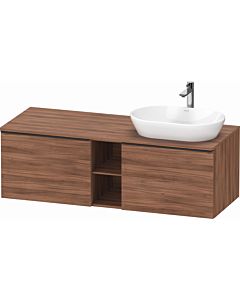 Duravit D-Neo vanity unit DE4950R7979 140 x 55 cm, Nussbaum Natur , wall-mounted, 2 drawers, 2000 console plate, basin on the right