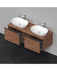 Duravit D-Neo meuble sous-lavabo DE4950B7979 140 x 55 cm, Nussbaum Natur , suspendu, 2 tiroirs, console 2000 , vasque des deux côtés