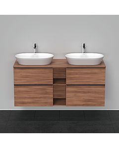 Duravit D-Neo vanity unit DE4970B7979 140 x 55 cm, Nussbaum Natur , wall-mounted, 4 drawers, 2000 console panel, basin on both sides