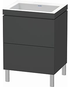 Duravit L-Cube Waschtisch-Unterschrank LC6936N4949 60 x 48 cm, ohne Hahnloch, graphit matt, 2 Auszüge, bodenstehend