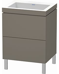 Duravit L-Cube Waschtisch-Unterschrank LC6936N9090 60 x 48 cm, ohne Hahnloch, flannel grey seidenmatt, 2 Auszüge, bodenstehend