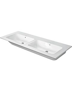 Duravit Me by Starck furniture double washbasin 2336133260 130 x 49 cm, without tap hole, with overflow, with tap hole bench, white satin finish