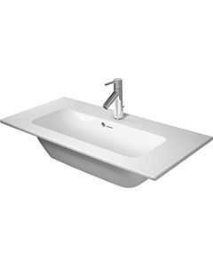 Duravit Me by Starck furniture washbasin compact 2342833260 83 x 40 cm, white silk matt, without tap hole, with overflow, with tap hole bench