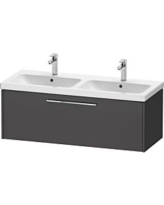 Duravit D-Code Doppel-Waschtischunterschrank DC4669010490000 Griff Chrom, Graphit Matt, Wandhängend, Auszug 1, 1184x400x460 mm