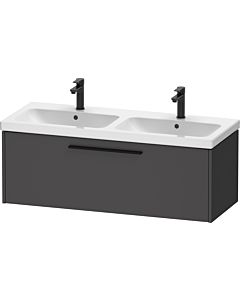 Duravit D-Code Doppel-Waschtischunterschrank DC46690BD490000 ,Griff Diamantschwarz, Graphit Matt, Wandhängend, Auszug 1, 1184x400x460 mm