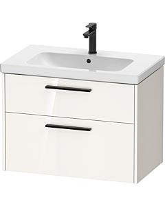 Duravit D-Code meuble sous-vasque DC46720BD220000 , poignée noir diamant, Weiß Hochglanz , suspendu, tiroirs 2, 784x555x460 mm