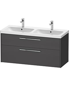 Duravit D-Code double vanity unit DC4674010490000 , chrome handle, Graphit Matt , wall-mounted, 2 drawers, 1184x555x460 mm