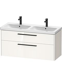 Duravit D-Code Doppel-Waschtischunterschrank DC46740BD220000 ,Griff Diamantschwarz, Weiß Hochglanz, Wandhängend, Schubkästen 2,f.DWT 1184x555x460 mm