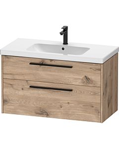 Duravit D-Code meuble sous-vasque DC46730BD550000 , poignée noir diamant, marbre chêne, suspendu, tiroirs 2, 984x555x460 mm