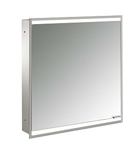 Emco prime armoire à miroir éclairée à encastrer 949706331 600x730mm, porte 2000 , charnières à gauche, aluminium/blanc