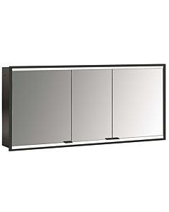 Emco prime armoire à miroir éclairée à encastrer 949713563 1400x730mm, 3 portes, noir/miroir
