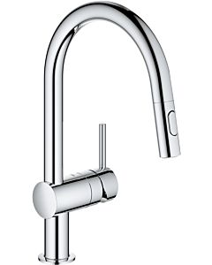 Grohe Minta kitchen faucet 32321002 chrome, pull-out dual shower head, C-spout