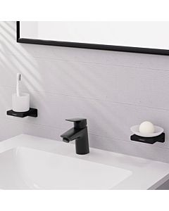 hansgrohe Logis single lever basin mixer 71077670 push-open waste set, projection 107mm, matt black