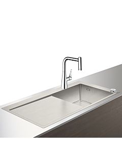 Hansgrohe Select C71-F450-02 sink combination 43208800 stainless steel look, with sBox, drainer