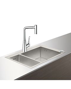 Hansgrohe Select C71-F655-04 sink combination 43210800 stainless steel look, with sBox, 2000 main/additional basin