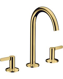 hansgrohe Axor One 3-hole washbasin mixer 48050990 projection 140mm, with push-open waste set, polished gold optic