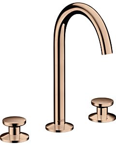 hansgrohe Axor One 3-hole washbasin mixer 48070300 projection 140mm, with push-open waste set, polished red gold