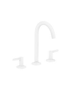 hansgrohe Axor One 3-hole washbasin mixer 48050700 projection 140mm, with push-open waste set, matt white