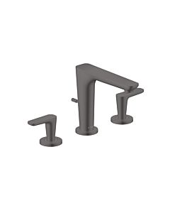 hansgrohe Axor Citterio C Robinetterie de lavabo 3 trous 49060340 sans structure, chrome noir brossé, saillie 135mm, tirants garniture de vidange