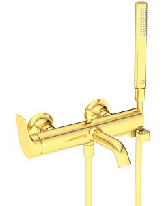 Ideal Standard La Dolce Vita Wannenarmatur BD667A2 Aufputz, mit Handbrause-Set, Ausladung 202mm, brushed gold