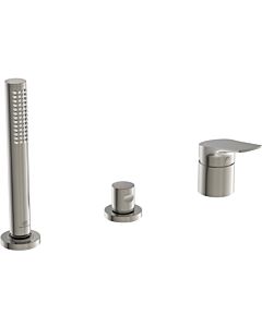 Ideal Standard La Dolce Vita 3-hole bath mixer BD670GN for bath rim, without spout, with hand shower set, silver storm