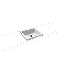 Kaldewei Puro Aufsatzwaschtisch 900306013001 3153, 46x46x4cm, weiss, Perl-Effekt, 1 Hahnloch