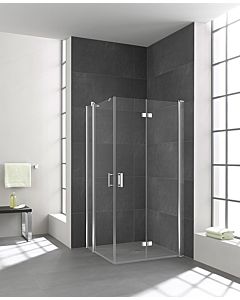 Kermi Diga half Diga entry swing door with fixed panel DIEPL08318VPK 83x185cm, on DP, silver high gloss, TSG clear clean, left