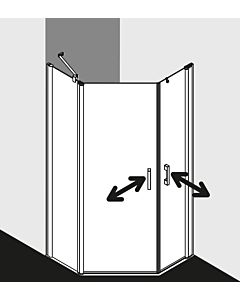Kermi Pega pentagonal shower cubicle PE50L10020VYK 100x100x200cm, silver high gloss ESG SR Opaco Clean, left