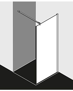Kermi Tusca side wall with wall profile TUTWP09020VAK 90x200cm, high gloss silver, clear toughened safety glass, on shower tray