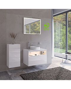 Keuco Stageline middle cabinet 32811300002 40 x 78.2 x 36 cm, white decor, clear white glass, 2000 door, hinged on the right