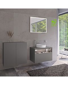 Keuco Stageline middle cabinet 32812290000 80 x 78.2 x 36 cm, Inox satin matt lacquer, Inox glass frosted, 2 doors