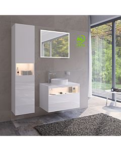 Keuco Stageline tall cabinet 32831300102 40 x 180 x 36 cm, white decor, clear white glass, 2 doors, with electronics, right