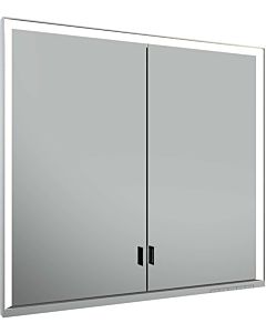 Keuco Royal Lumos mirror cabinet 14312172301 recessed wall, silver anodized, covered storage compartment, 800 x 735 x 165 mm
