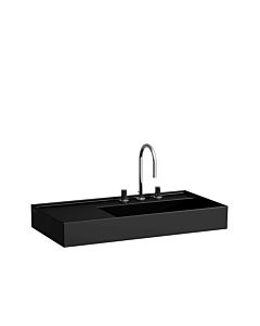 LAUFEN Kartell washbasin H8103397161111 90x46cm, shelf on the left, without overflow, 2000 tap hole, matt black