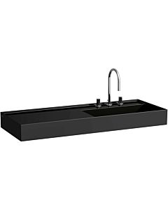 LAUFEN Kartell washbasin H8133330201581 120x46cm, shelf on the left, without overflow, 3 tap holes, glossy black