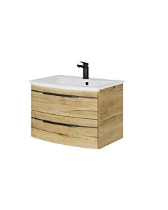 Pelipal Series 7045 washbasin set SET-167-009 Halifax oak synchronous pore, black handles, 71 cm