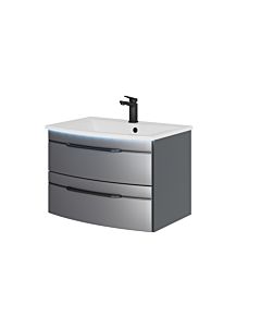 Pelipal Series 7045 washbasin set SET-167-011 steel grey metallic / steel grey, black handles, 71 cm