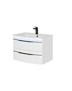 Pelipal Series 7045 washbasin set SET-167-012 Weiß Hochglanz / white gloss, black handles, 71 cm