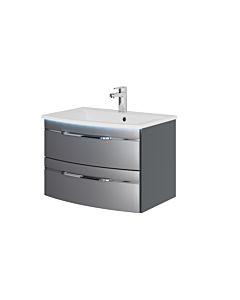 Pelipal Series 7045 washbasin set SET-167-015 steel grey metallic / steel grey, handles chrome, 71cm