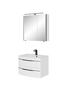 Pelipal Series 7045 Bathroom furniture -Set SET-167-020 Weiß Hochglanz / White gloss, black handles, 71 cm