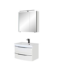 Pelipal Series 7045 Bathroom furniture SET-167-028 Weiß Hochglanz / White gloss, black handles, 71cm