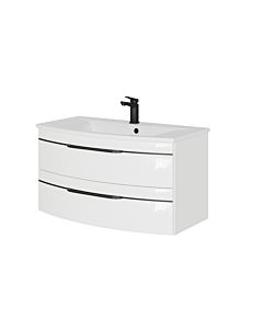 Pelipal Série 7045 ensemble lavabo SET-167-036 Weiß Hochglanz / blanc brillant, poignées noires 91 cm