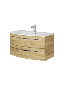 Pelipal Series 7045 washbasin set SET-167-037 Halifax oak synchronous pore, chrome handles, 91 cm