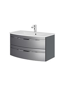 Pelipal Series 7045 washbasin set SET-167-039 Steel Grey Metallic / Steel Grey, handles chrome, 91 cm