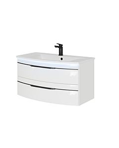 Pelipal Series 7045 washbasin set SET-167-044 Weiß Hochglanz / white gloss, black handles, 91 cm