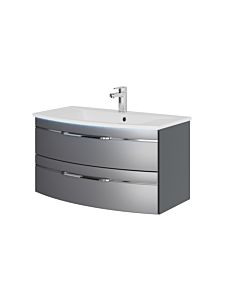 Pelipal Series 7045 washbasin set SET-167-047 Steel Grey Metallic / Steel Grey, handles chrome, 91 cm