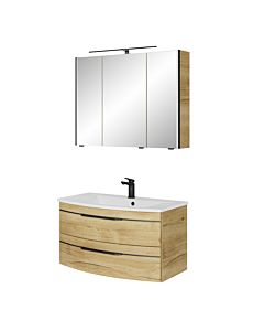 Pelipal Series 7045 Bathroom furniture -Set SET-167-049 Halifax Oak Synchronpore, black handles, 91 cm